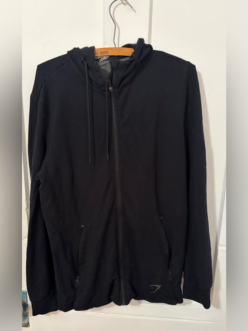 Gymshark Men's Black Full-Zip Hooded Sweater